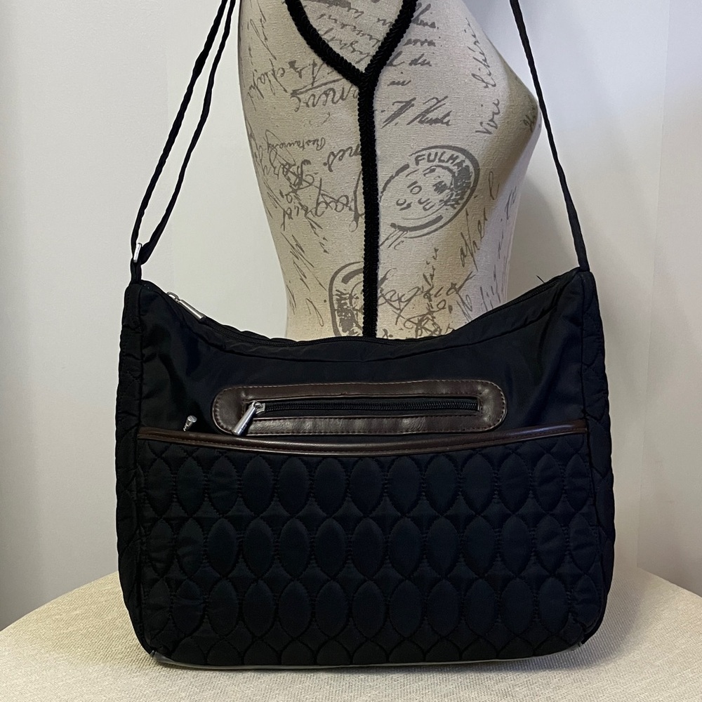 Lug Canter Collection Quilted Tablet Crossbody Bag Black/Brown